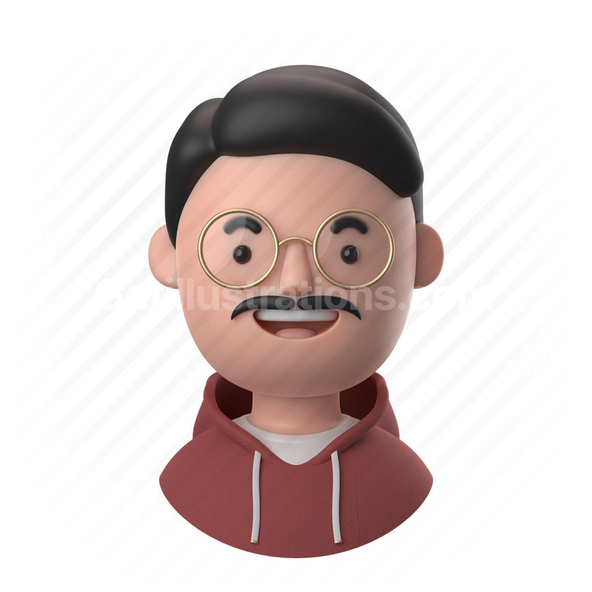 man, male, people, person, glasses, moustache, mustache, hairstyle, hoodie